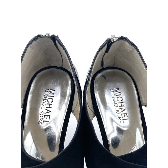 Michael Kors Women's Black Elena Suede Cross Strap Peep Toe Pumps AF12E Size 9M - Picture 12 of 15